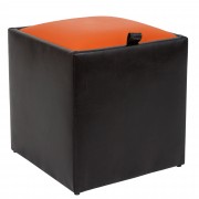 Taburet Box imitatie piele - wenge/portocaliu